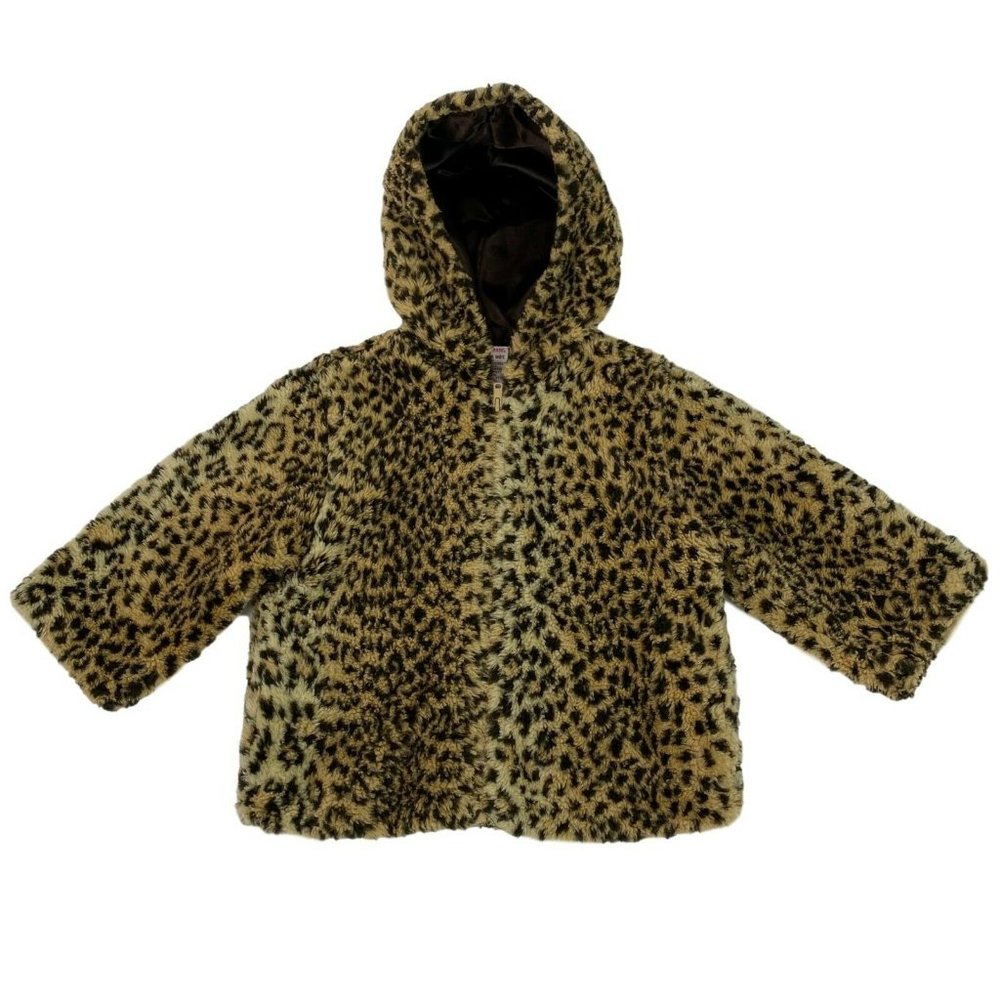 Gymboree Leopard Faux Fur Hooded Coat Size 18-24 M
